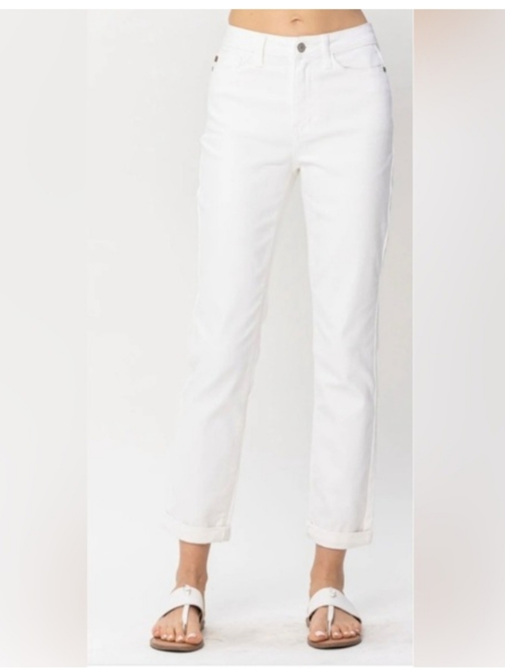 Judy Blue White High Rise Boyfriend Jeans Size 13/31 Straight Leg